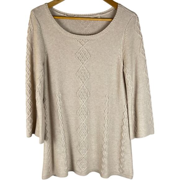 Soft Surroundings Reza Sweater Cashmere Blend in Oatmeal Heather Size XS - Picture 2 of 9